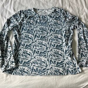 Hang Ten Navy and White Rash-guard SPF Top Sz Large